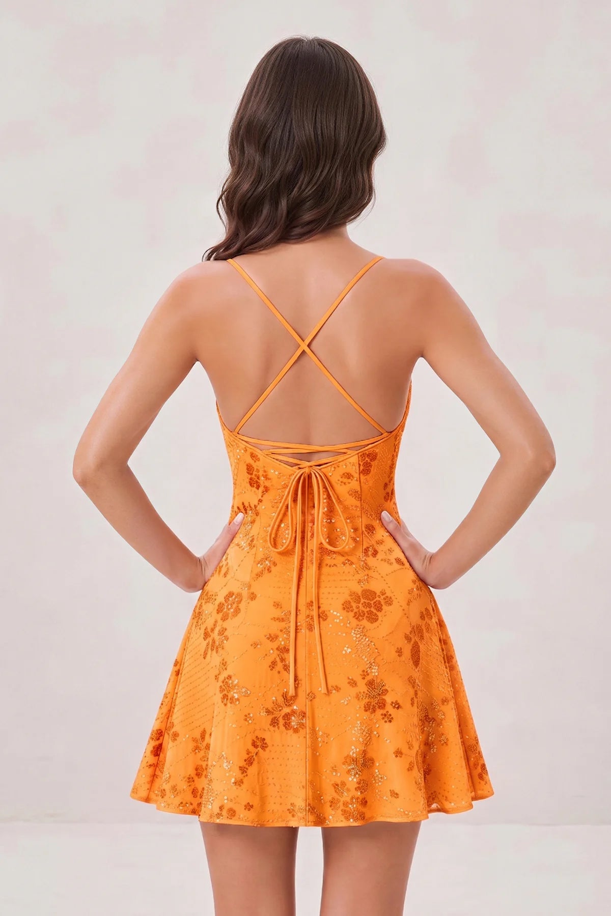 Pink Spaghetti Straps A-Line Sequined Chiffon Homecoming Dress
