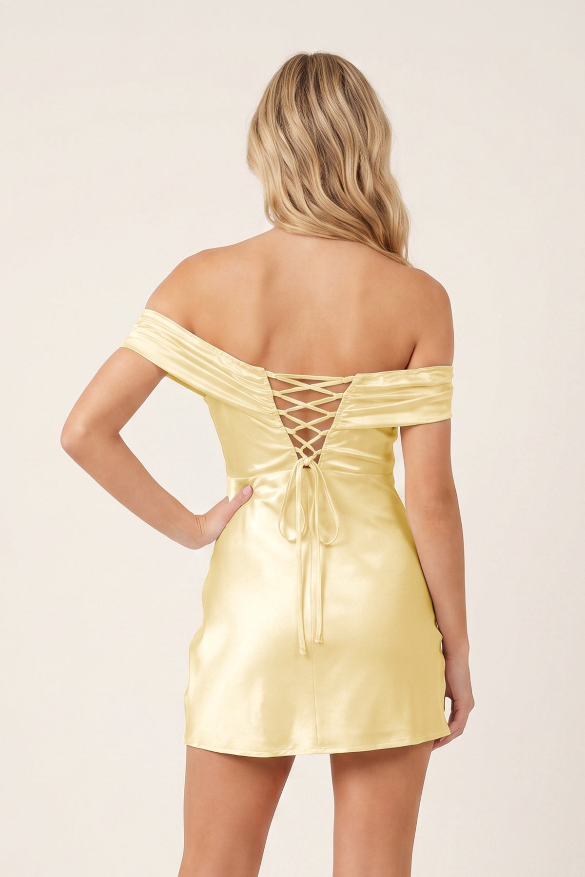 Aqua Off-the-Shoulder Satin Sheath Homecoming Dress