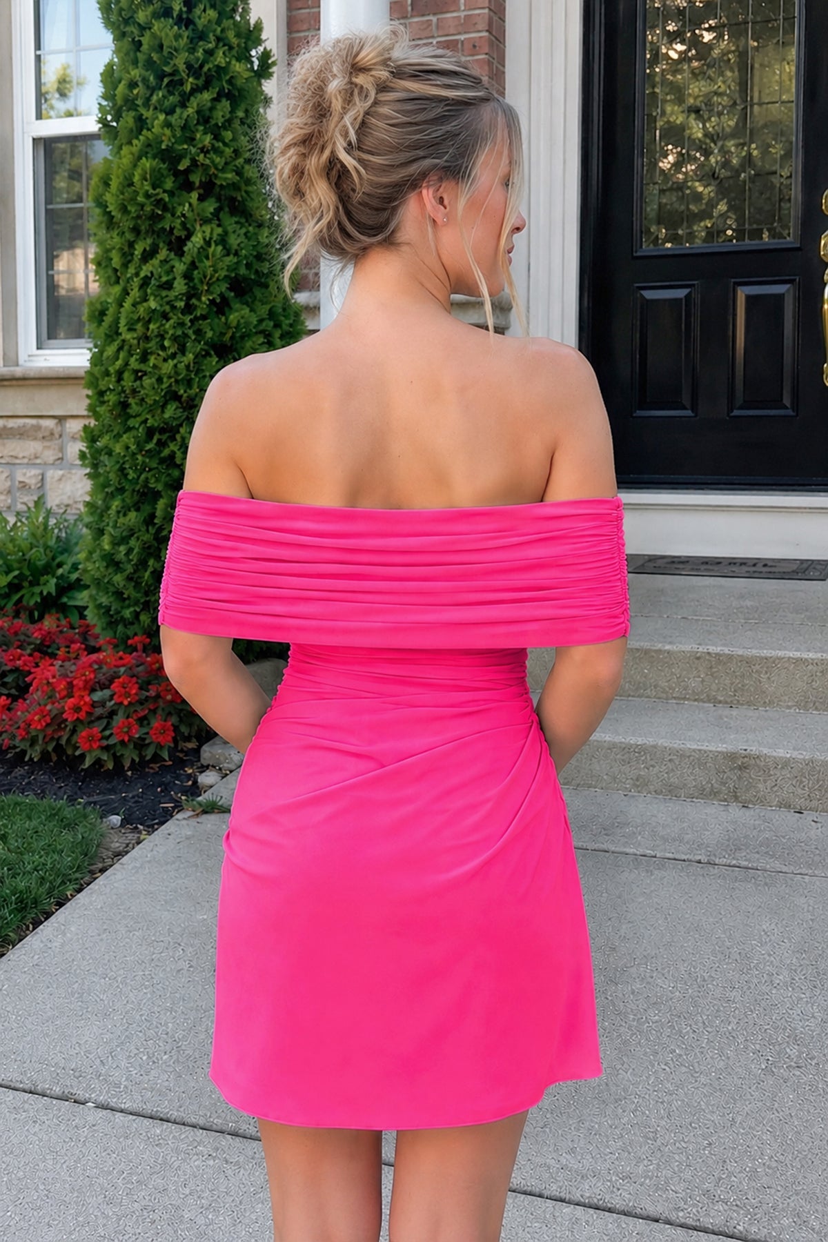 Aqua Off the Shoulder Sheath Ruched Tulle Homecoming Dress