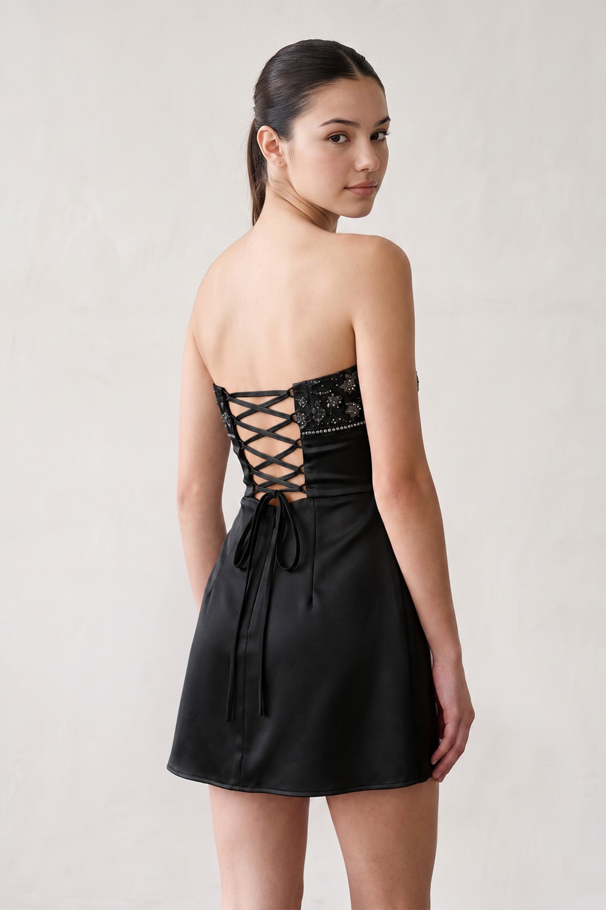Aqua Strapless Appliqued Satin Sheath Homecoming Dress