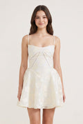 Ivory Spaghetti Straps Chiffon Jacquard A-Line Homecoming Dress