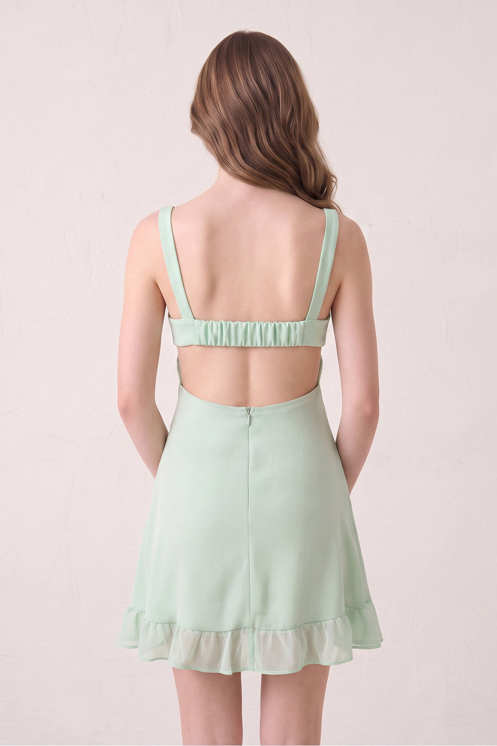 Mint Green Sweetheart Chiffon Ruffled A-Line Cut-Out Homecoming Dress