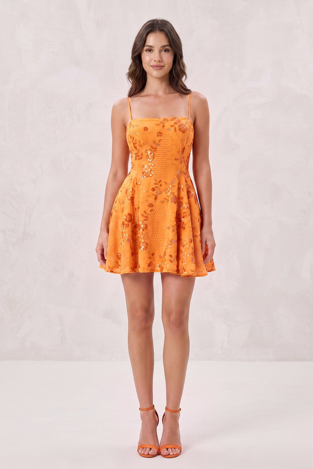 Pink Spaghetti Straps A-Line Sequined Chiffon Homecoming Dress