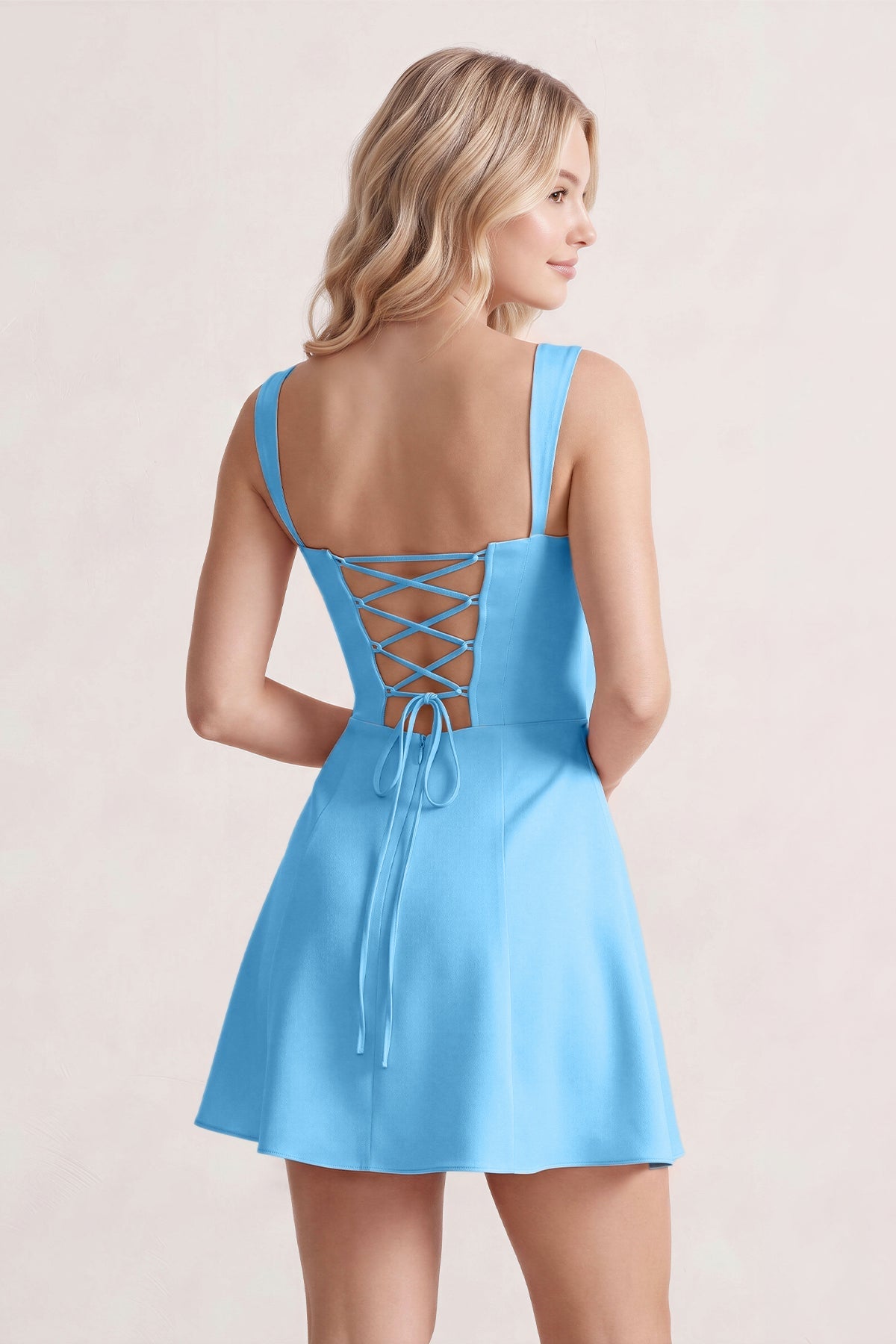 Pink Lace Sweetheart A-Line Satin Homecoming Dress With Lace-Up Back