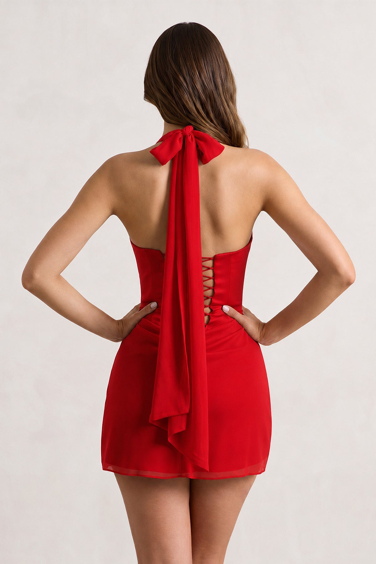 Yellow Halter Sheath Satin Chiffon Homecoming Dress