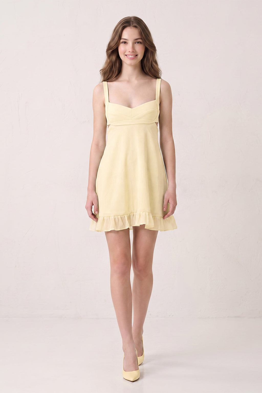 Mint Green Sweetheart Chiffon Ruffled A-Line Cut-Out Homecoming Dress